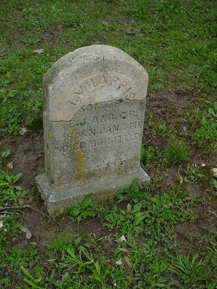  L.V. Harris Headstone Photo, Pioneer Cemetery, Callaway County genealogy