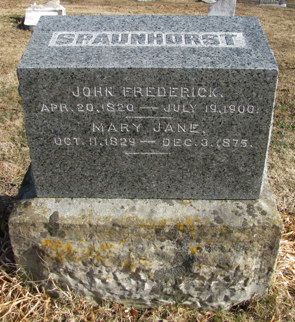  John Frederick William Spaunhorst & Mary Jane Crosthwait Headstone Photo, Pioneer Cemetery, Callaway County genealogy