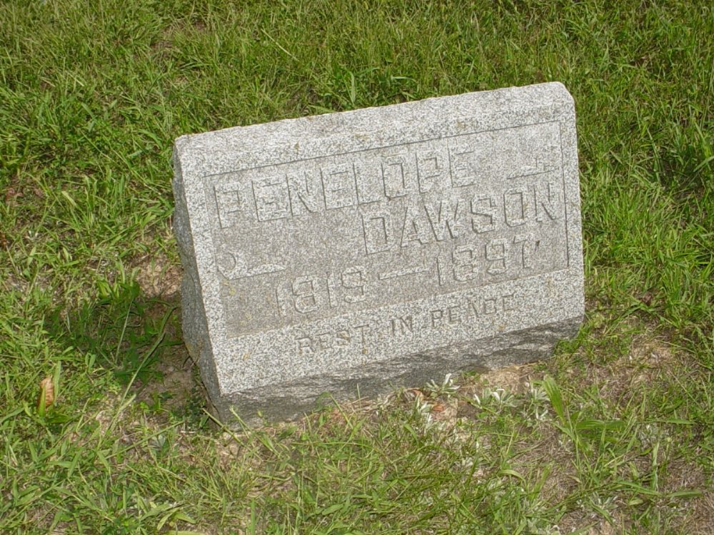  Penelope Hackley Dawson Headstone Photo, Prairie Chapel Cemetery, Callaway County genealogy