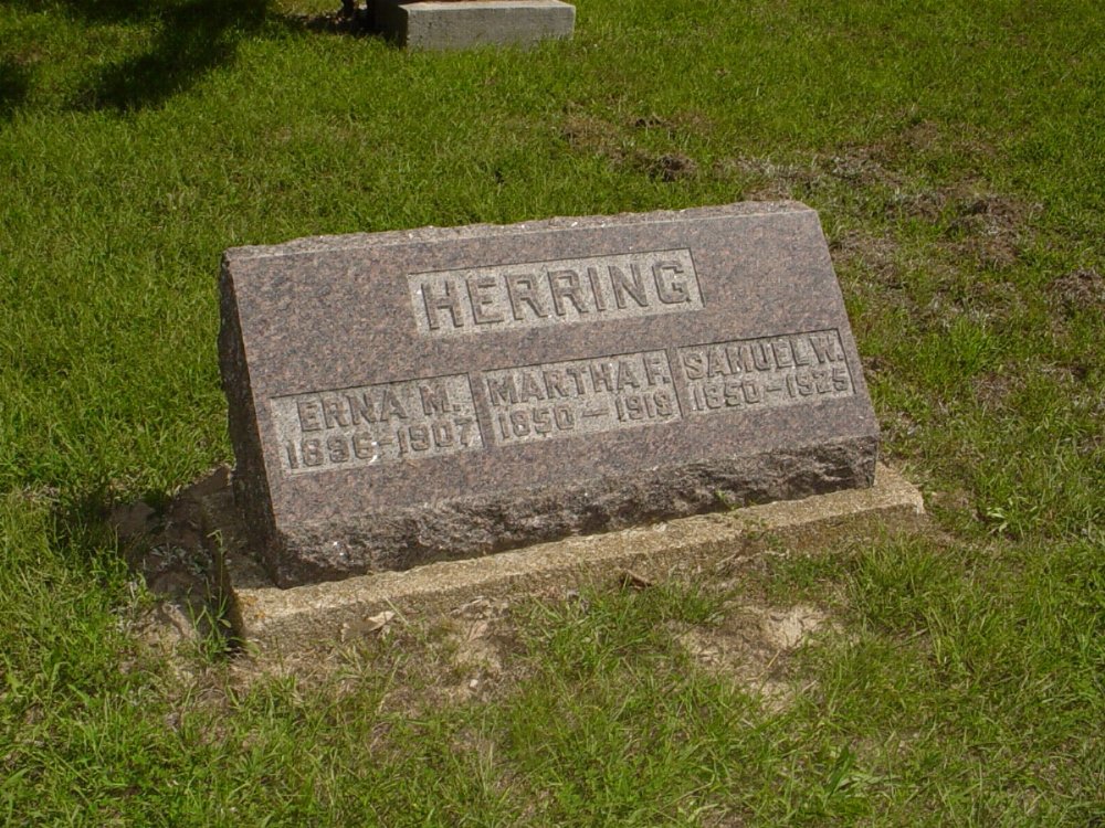  Samuel W. Herring & Martha Hill & Erna Herring Headstone Photo, Prairie Chapel Cemetery, Callaway County genealogy