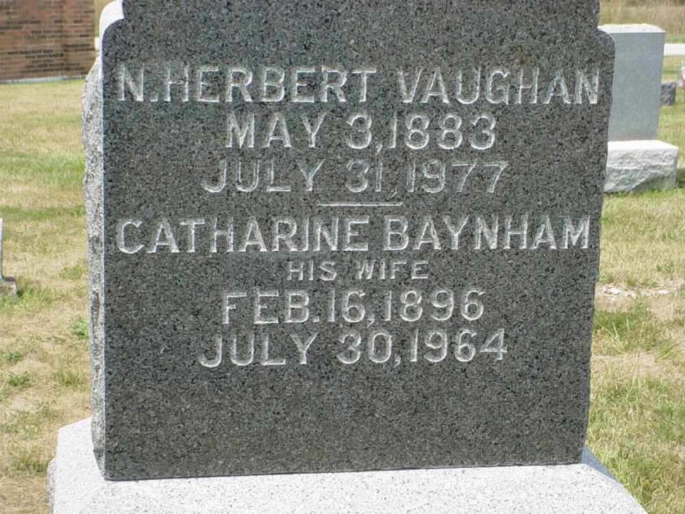  N. Herbert Vaughan and Catharine Baynham Headstone Photo, Richland Baptist Cemetery, Callaway County genealogy