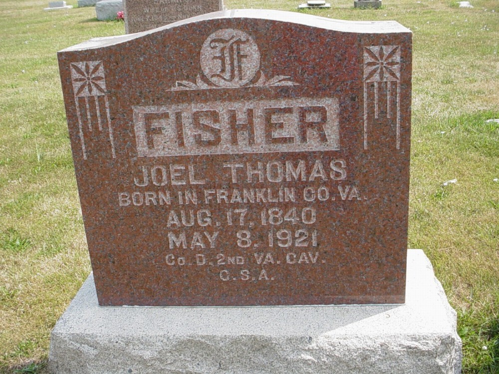  Joel Thomas Fisher Headstone Photo, Richland Baptist Cemetery, Callaway County genealogy