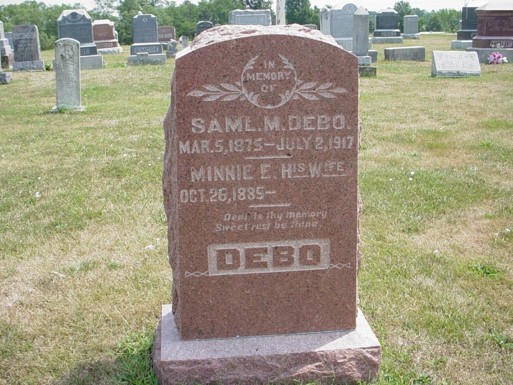  Samuel M. Debo & Minnie E. Strickland Headstone Photo, Richland Baptist Cemetery, Callaway County genealogy