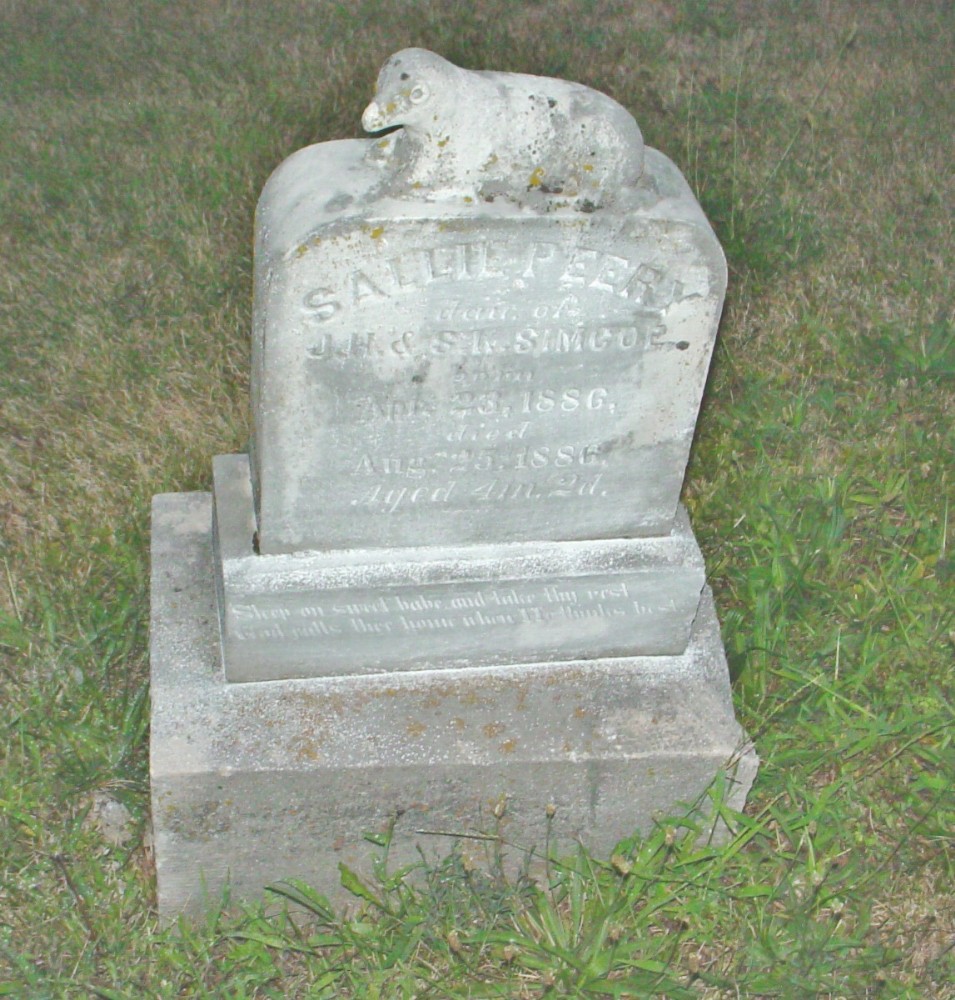  Sallie Perry Simco Headstone Photo, Richland Baptist Cemetery, Callaway County genealogy