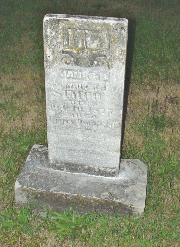  James B. Simco Headstone Photo, Richland Baptist Cemetery, Callaway County genealogy