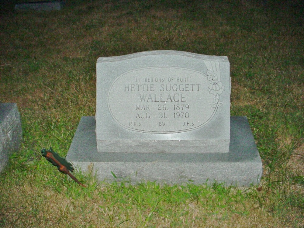  Hettie Suggett Wallace Headstone Photo, Richland Baptist Cemetery, Callaway County genealogy