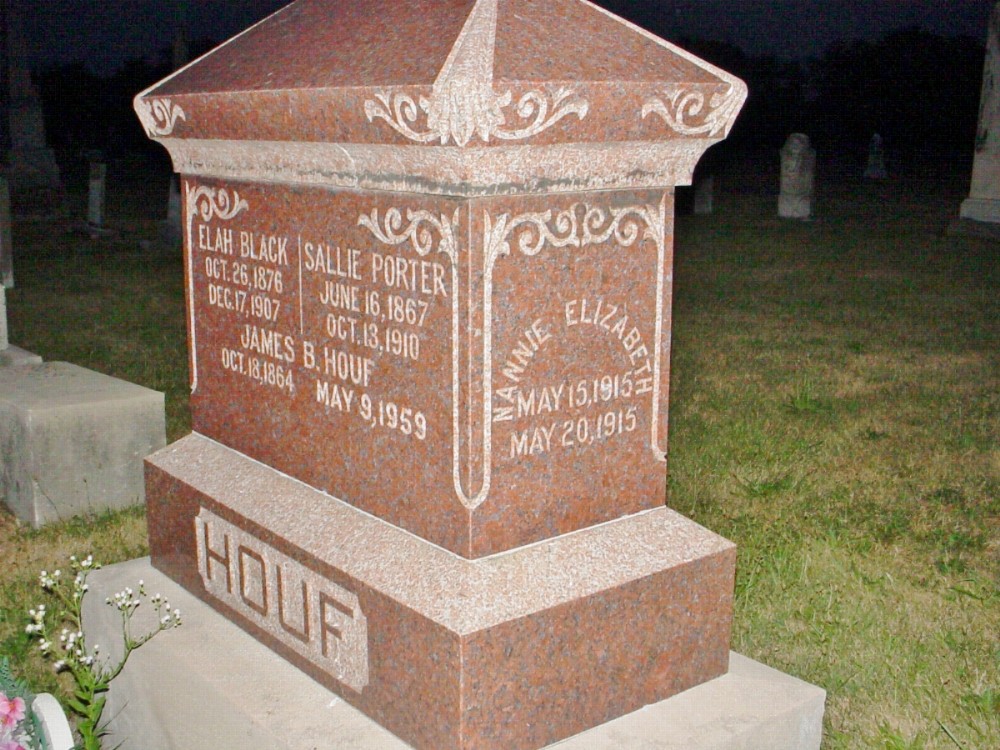  Nannie E. Houf Headstone Photo, Richland Baptist Cemetery, Callaway County genealogy