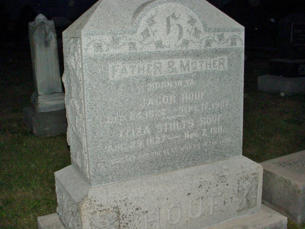  Jacob Houf & Eliza Stultz Headstone Photo, Richland Baptist Cemetery, Callaway County genealogy