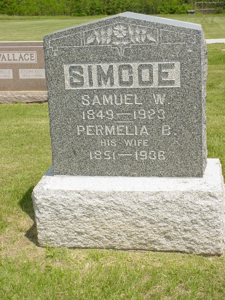  Samuel W. Simco and Permelia B. Craig Headstone Photo, Richland Baptist Cemetery, Callaway County genealogy