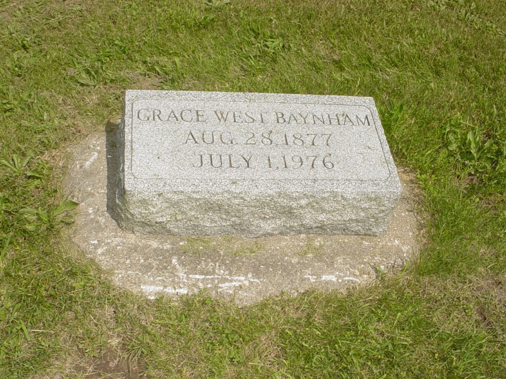  Grace West Baynham Headstone Photo, Richland Baptist Cemetery, Callaway County genealogy