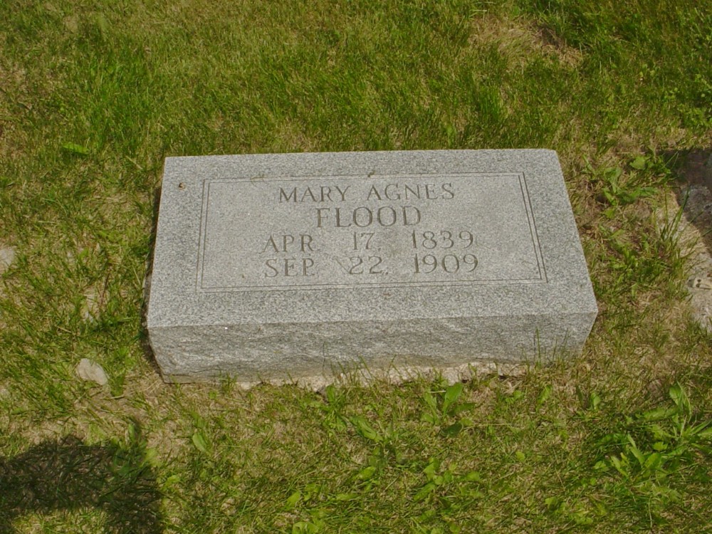  Mary Agnes Flood Headstone Photo, Richland Baptist Cemetery, Callaway County genealogy