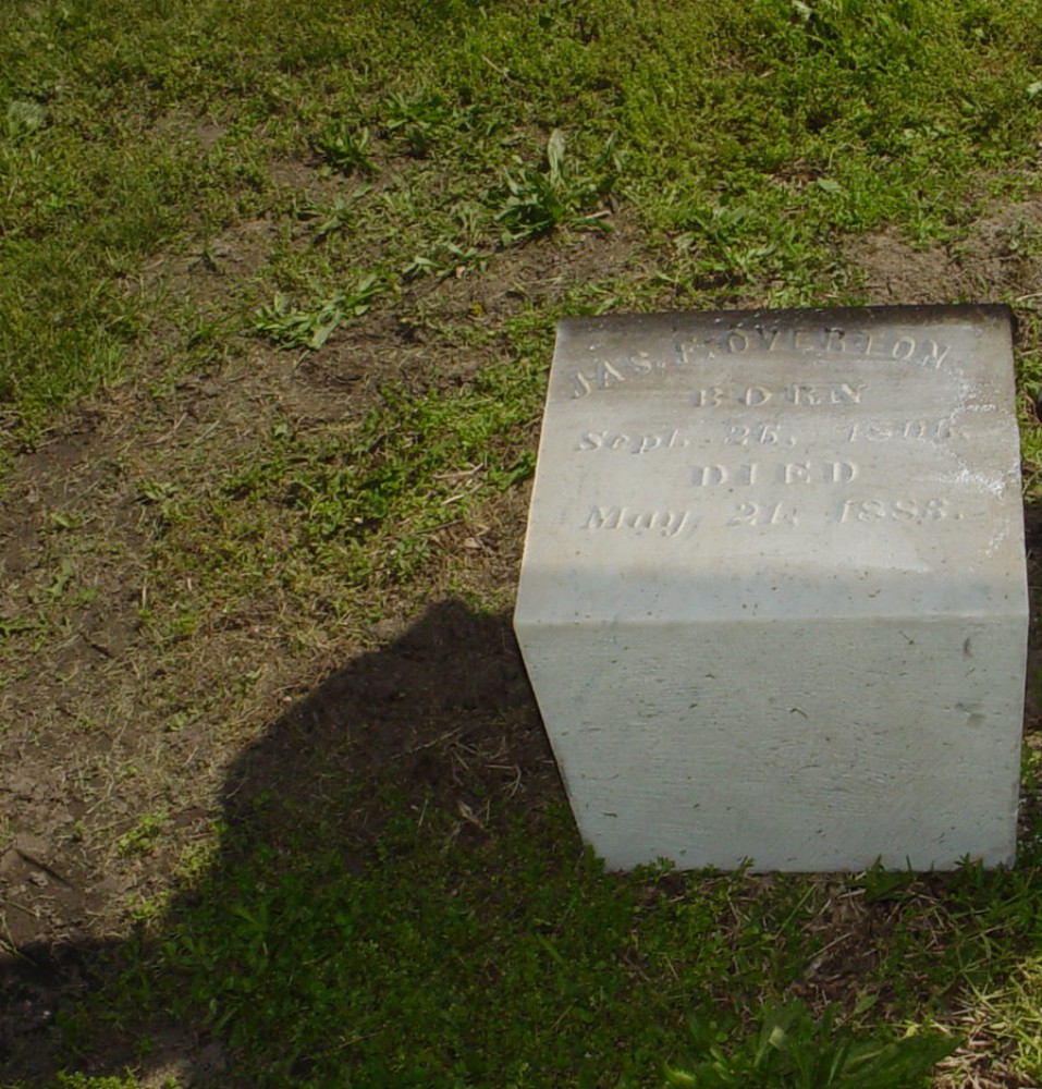  James F. Overton Headstone Photo, Richland Baptist Cemetery, Callaway County genealogy