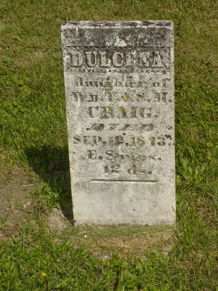  Dulcena Craig Headstone Photo, Richland Baptist Cemetery, Callaway County genealogy