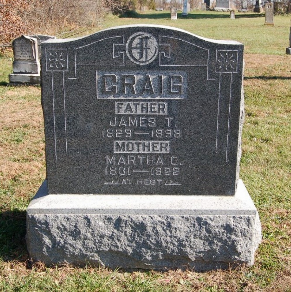  James Craig & Martha Carter Headstone Photo, Richland Baptist Cemetery, Callaway County genealogy