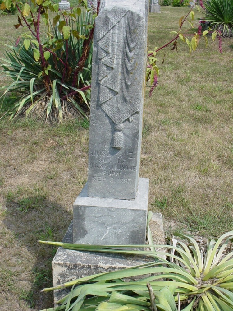  Joseph Z. Blythe Headstone Photo, Richland Christian Cemetery, Callaway County genealogy