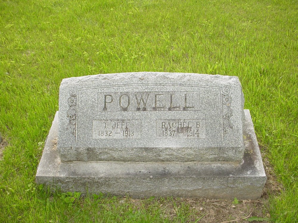  Thomas Jefferson and Rachel Powell Headstone Photo, Sunrise Christian Cemetery, Callaway County genealogy