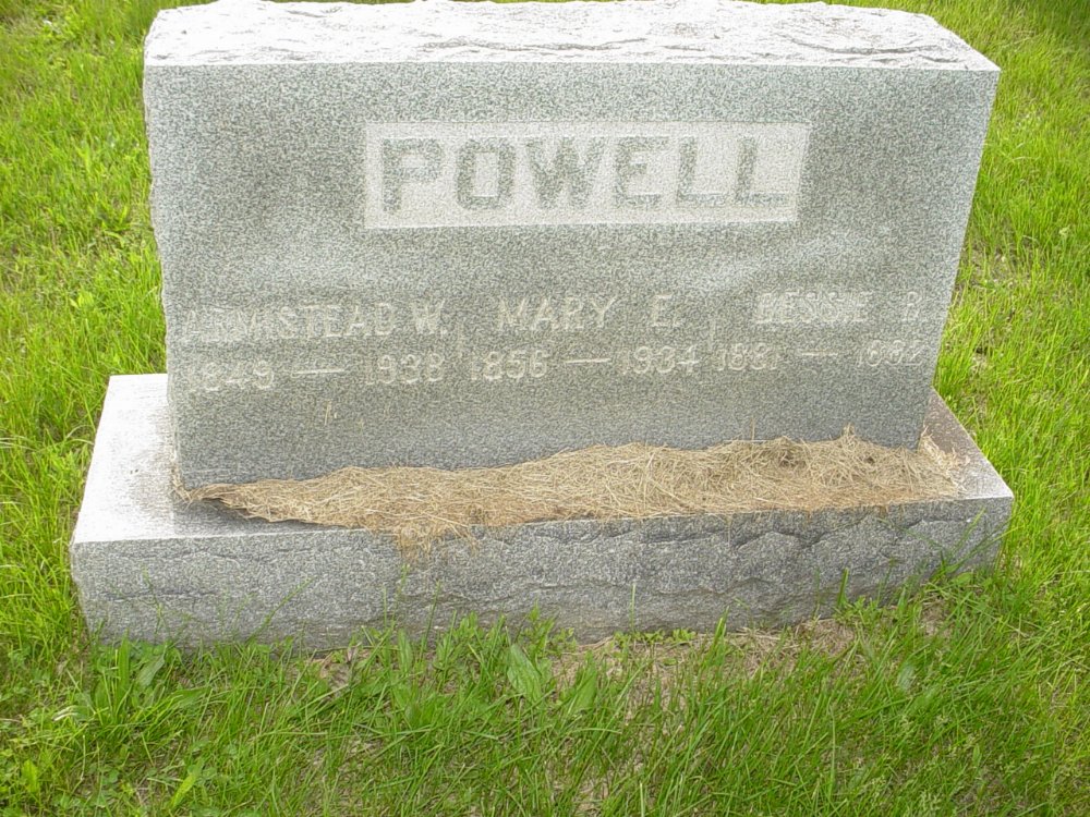 Armstead Powell, Mary Fletcher, & Bessie Powell Headstone Photo, Sunrise Christian Cemetery, Callaway County genealogy