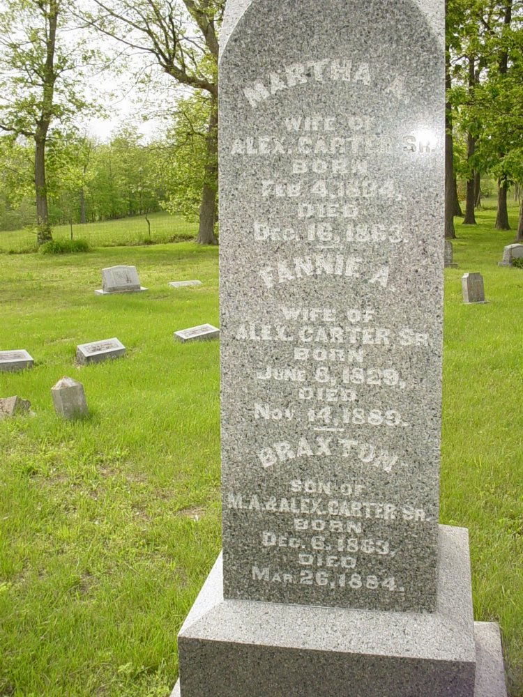  Martha Thomas Carter Headstone Photo, Sunrise Christian Cemetery, Callaway County genealogy