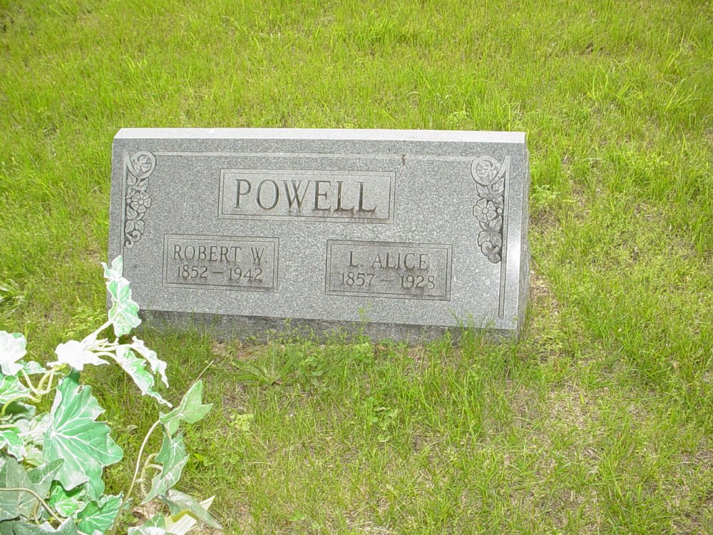  Robert W. Powell & Lucinda Alice Brenton Headstone Photo, Sunrise Christian Cemetery, Callaway County genealogy