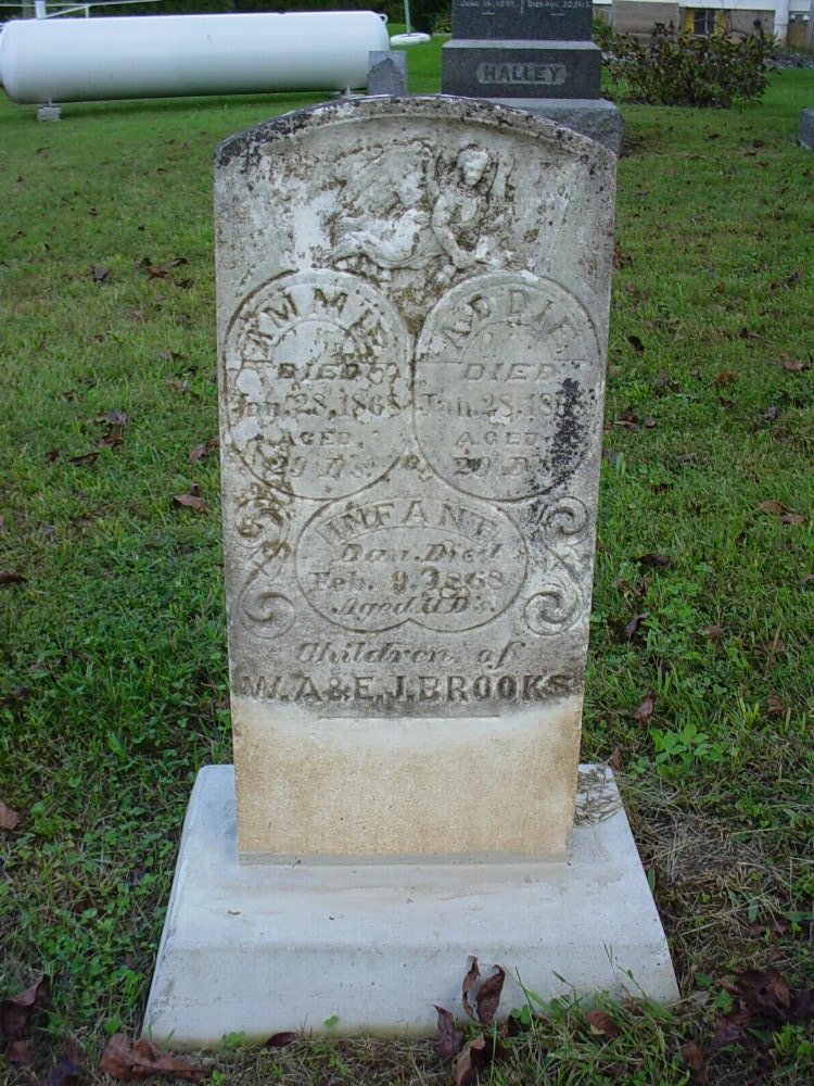  Ammie, Addie, & Infant Brooks Headstone Photo, Unity Baptist Church Cemetery, Callaway County genealogy