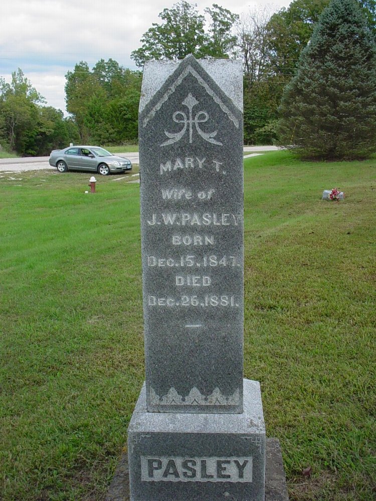 Mary Lovelace Pasley Headstone Photo, Unity Baptist Church Cemetery, Callaway County genealogy