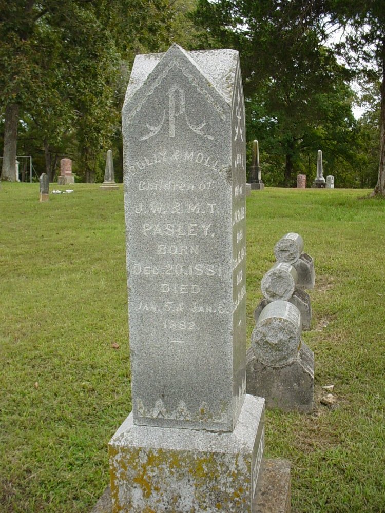  Dolly & Molly Pasley Headstone Photo, Unity Baptist Church Cemetery, Callaway County genealogy