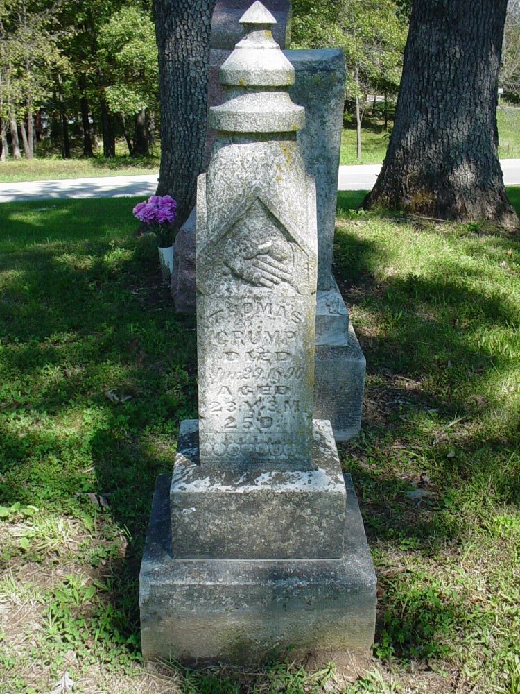  Thomas Crump Headstone Photo, Unity Baptist Church Cemetery, Callaway County genealogy