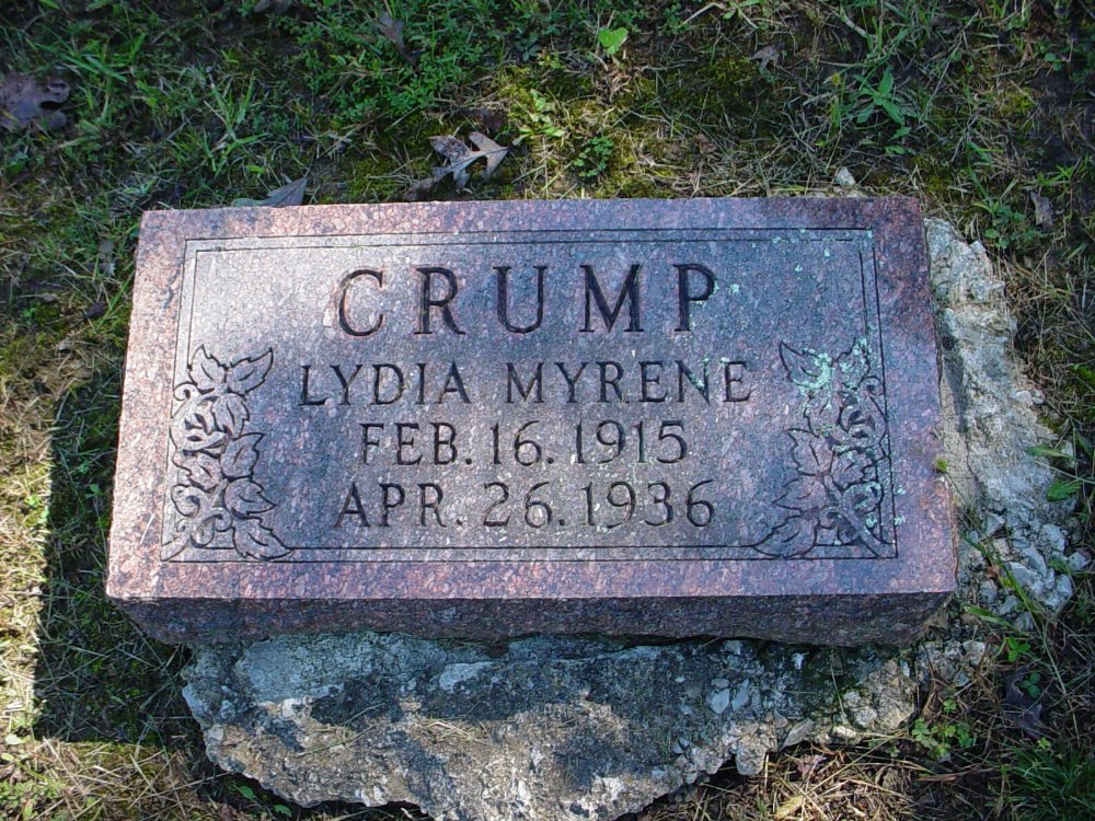 Lydia Crump Headstone Photo, Unity Baptist Church Cemetery, Callaway County genealogy