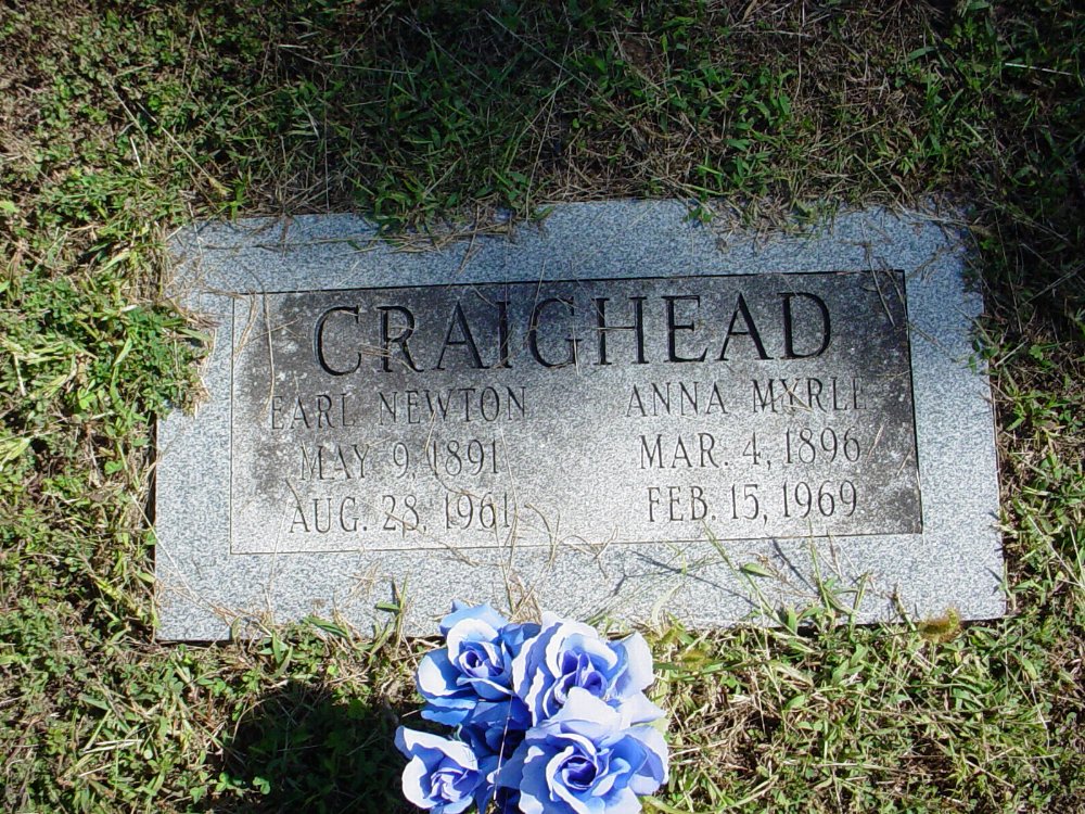  Earl N. Craighead & Anna M. Millard Headstone Photo, Unity Baptist Church Cemetery, Callaway County genealogy