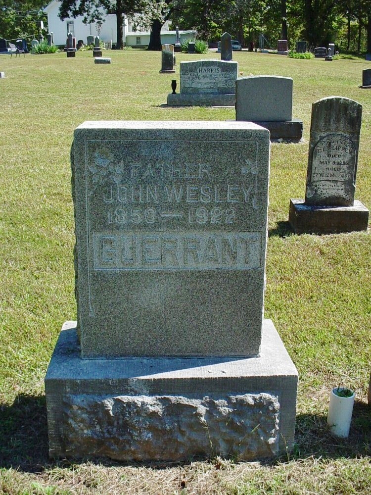  John Wesley Guerrant Headstone Photo, Unity Baptist Church Cemetery, Callaway County genealogy