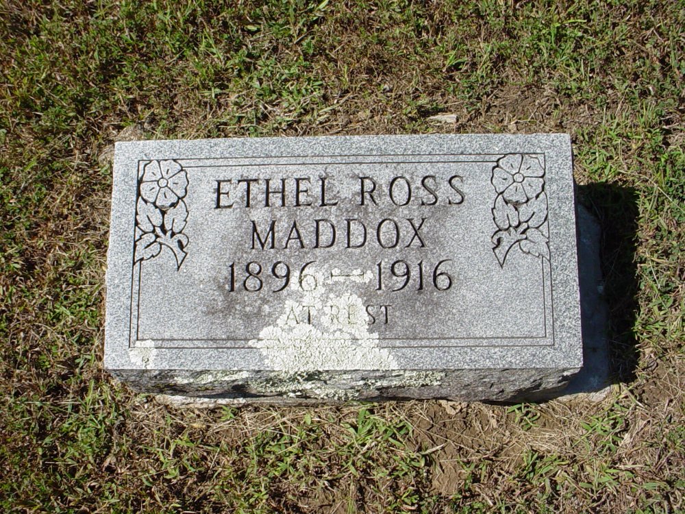  Ethel Ross Maddox Headstone Photo, Unity Baptist Church Cemetery, Callaway County genealogy