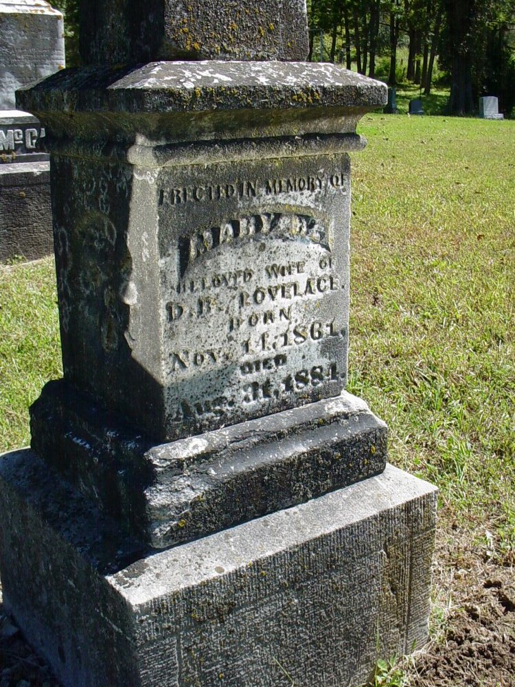  Mary Lovelace Headstone Photo, Unity Baptist Church Cemetery, Callaway County genealogy