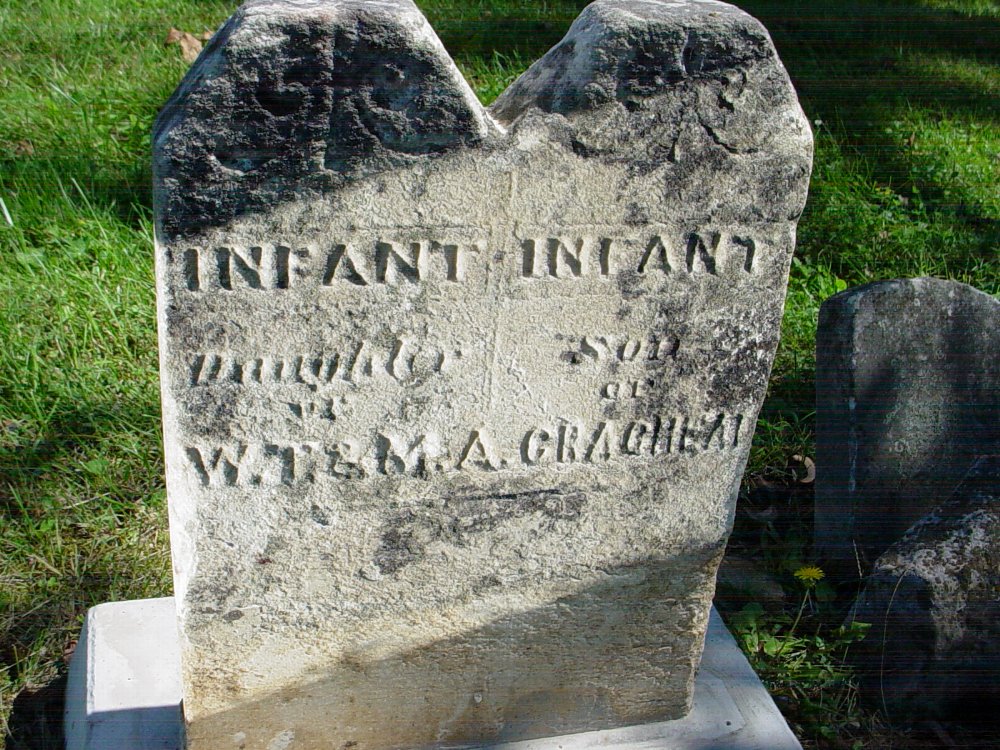  Infants Craghead Headstone Photo, Unity Baptist Church Cemetery, Callaway County genealogy