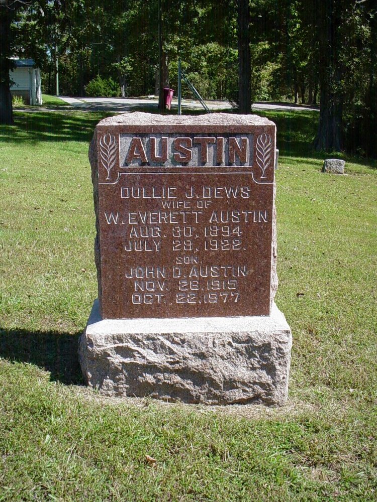  Dullie Dews Austin Headstone Photo, Unity Baptist Church Cemetery, Callaway County genealogy
