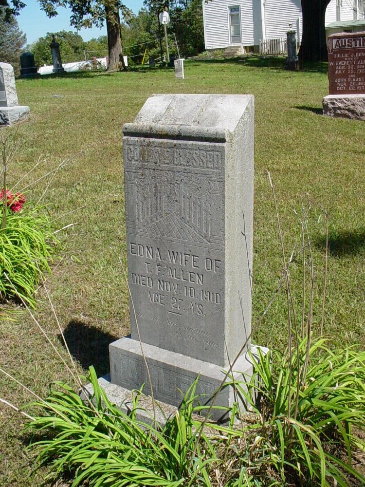  Edna Allen Headstone Photo, Unity Baptist Church Cemetery, Callaway County genealogy