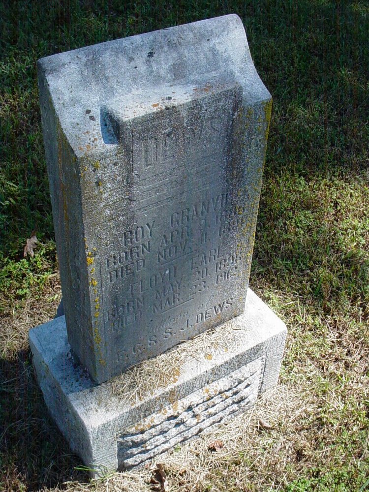  Roy & Floyd Dews Headstone Photo, Unity Baptist Church Cemetery, Callaway County genealogy