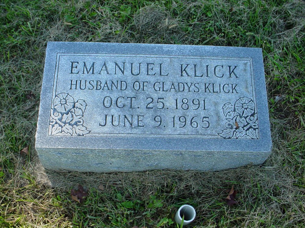  Emanuel Klick Headstone Photo, Unity Baptist Church Cemetery, Callaway County genealogy