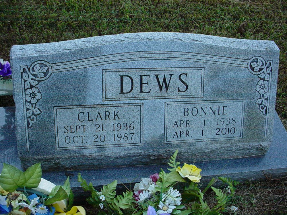 Clark & Bonnie Dews Headstone Photo, Unity Baptist Church Cemetery, Callaway County genealogy