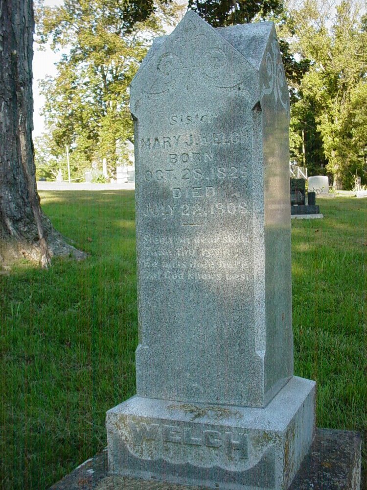  Mary Welch Headstone Photo, Unity Baptist Church Cemetery, Callaway County genealogy
