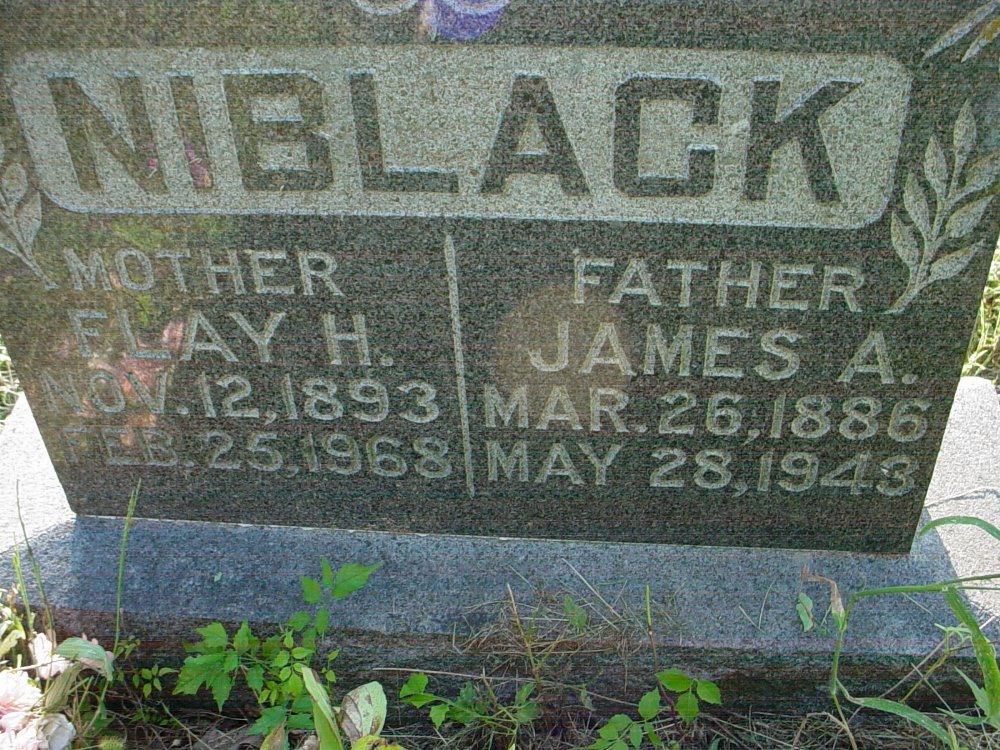  James & Flay Niblack Headstone Photo, Unity Baptist Church Cemetery, Callaway County genealogy