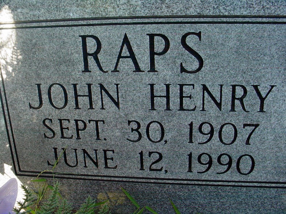  John H. Raps Headstone Photo, Unity Baptist Church Cemetery, Callaway County genealogy