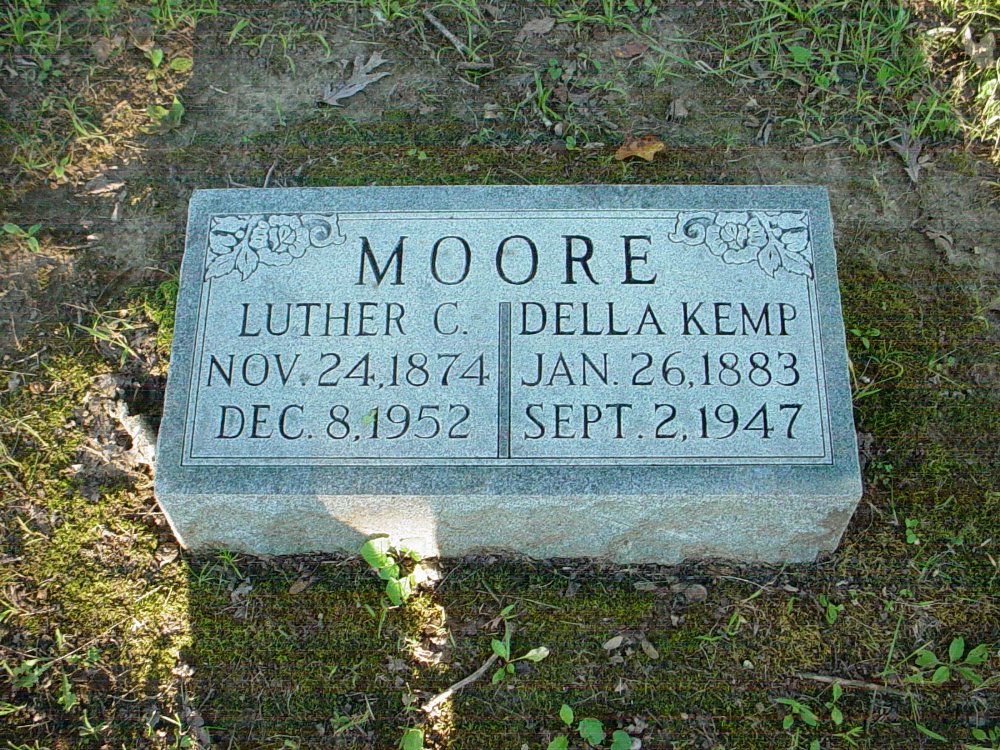  Luther Moore & Della Kemp Headstone Photo, Unity Baptist Church Cemetery, Callaway County genealogy