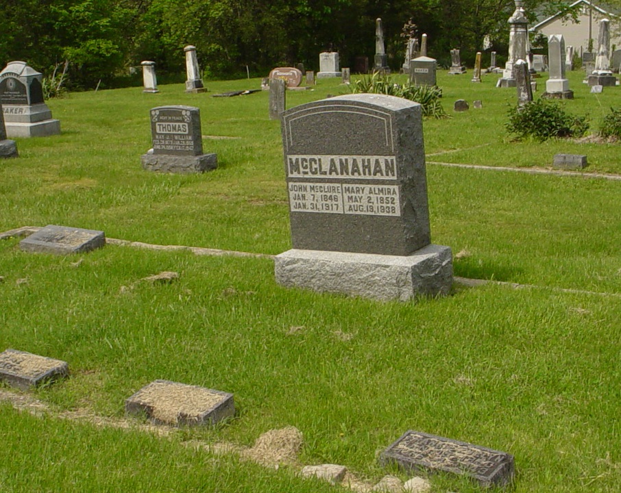  John M. McClanahan and Mary A. Baker Headstone Photo, White Cloud Presbyterian Church Cemetery, Callaway County genealogy