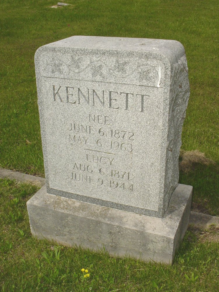  Nee and Lucy Kennett Headstone Photo, White Cloud Presbyterian Church Cemetery, Callaway County genealogy