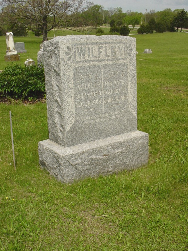  John S. and Lucy B. Combs Wilfley Headstone Photo, White Cloud Presbyterian Church Cemetery, Callaway County genealogy