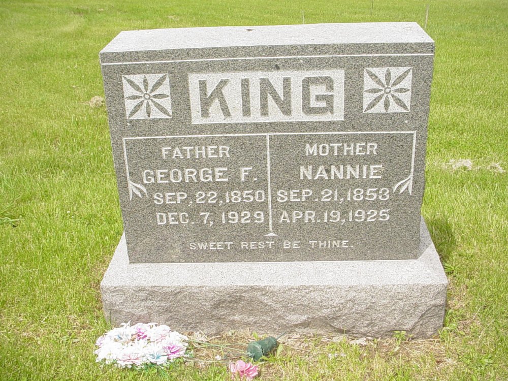  George and Nannie King Headstone Photo, White Cloud Presbyterian Church Cemetery, Callaway County genealogy