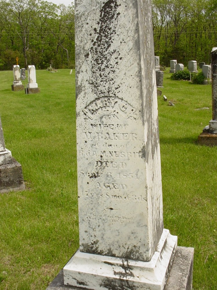  Mary C. Nesbit Baker Headstone Photo, White Cloud Presbyterian Church Cemetery, Callaway County genealogy