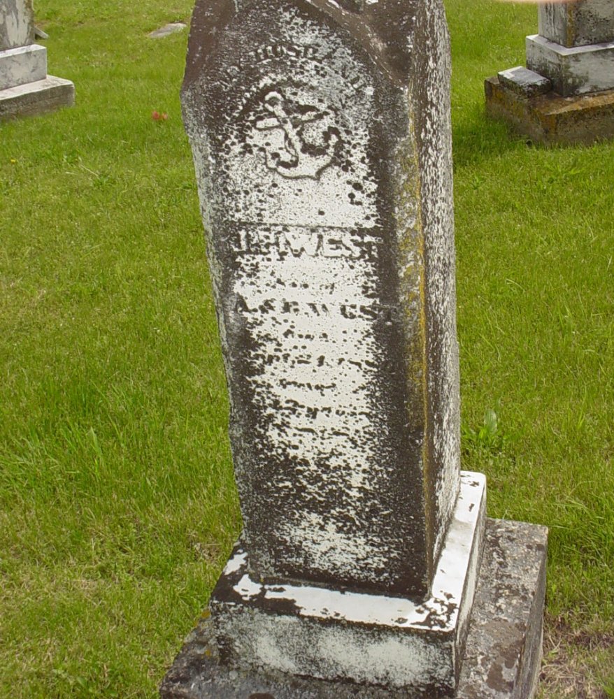  J.P. West Headstone Photo, White Cloud Presbyterian Church Cemetery, Callaway County genealogy