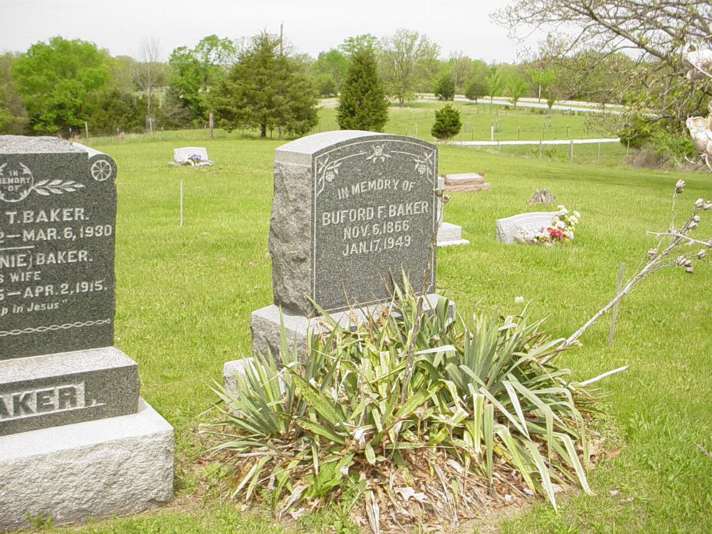  Buford F. Baker Headstone Photo, White Cloud Presbyterian Church Cemetery, Callaway County genealogy