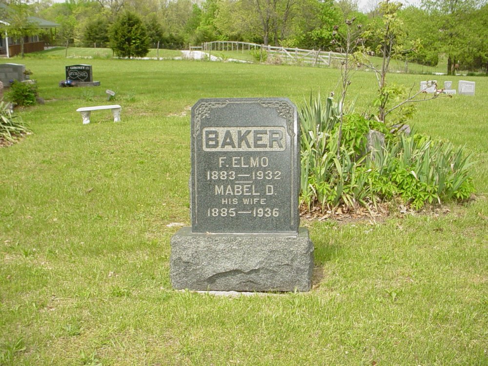  F. Elmo Baker & Mabel D. Baker Headstone Photo, White Cloud Presbyterian Church Cemetery, Callaway County genealogy
